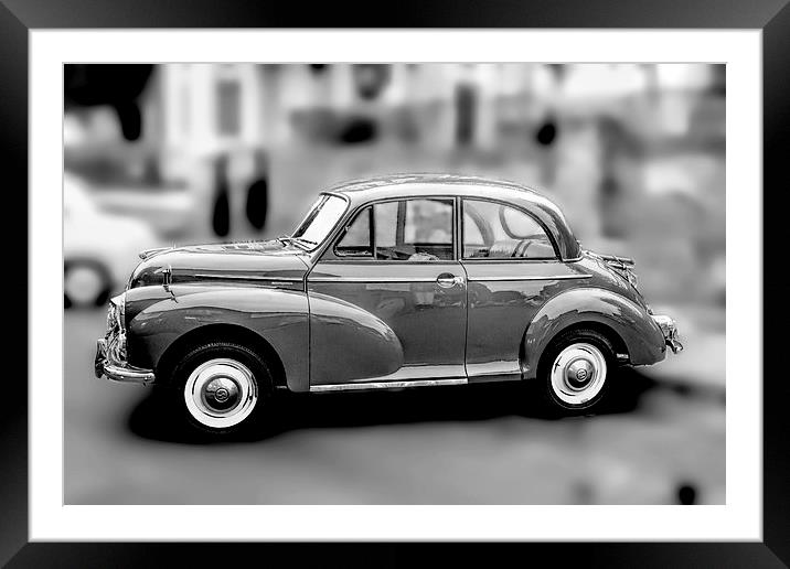 Morris minor in mono Framed Mounted Print by Thanet Photos