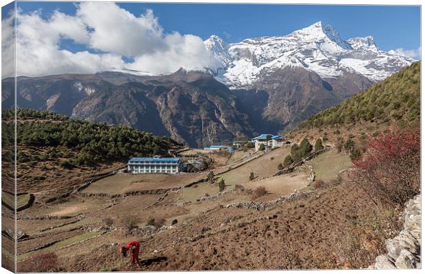 Looking back to Namche Bazaar Canvas Print by Gail Johnson