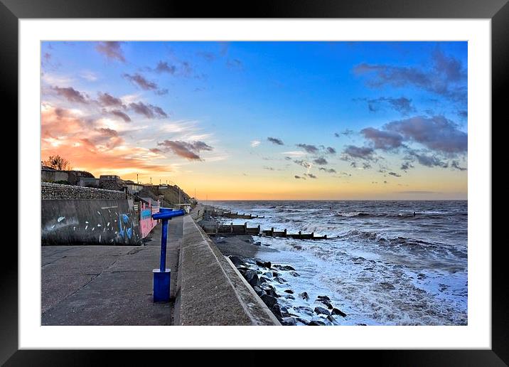 Sheringham sea front at sunset Framed Mounted Print by Gary Pearson