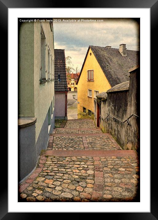 A small narrow street in Breisach, Grunge effect. Framed Mounted Print by Frank Irwin