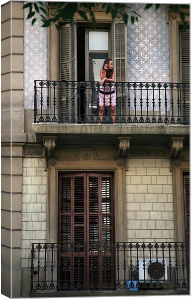 Woman on Balcony Canvas Print by Mike Crew