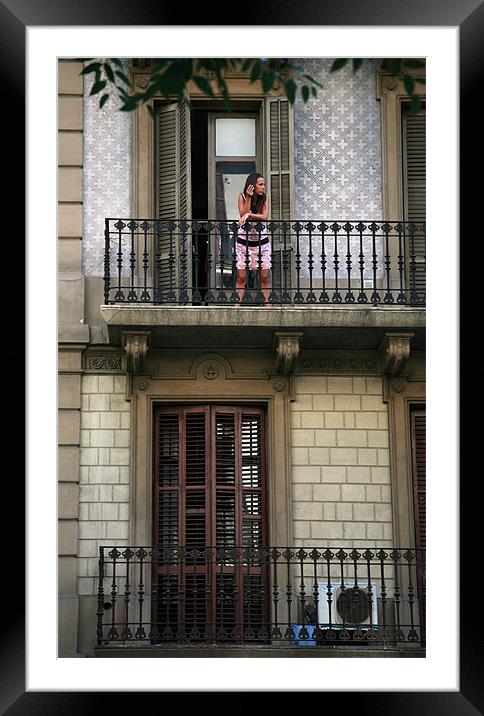 Woman on Balcony Framed Mounted Print by Mike Crew