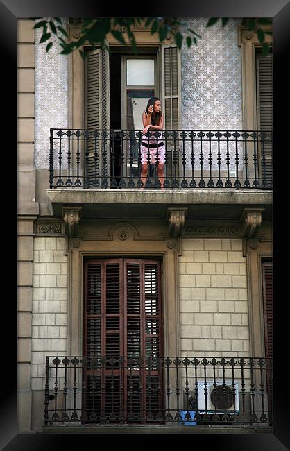 Woman on Balcony Framed Print by Mike Crew