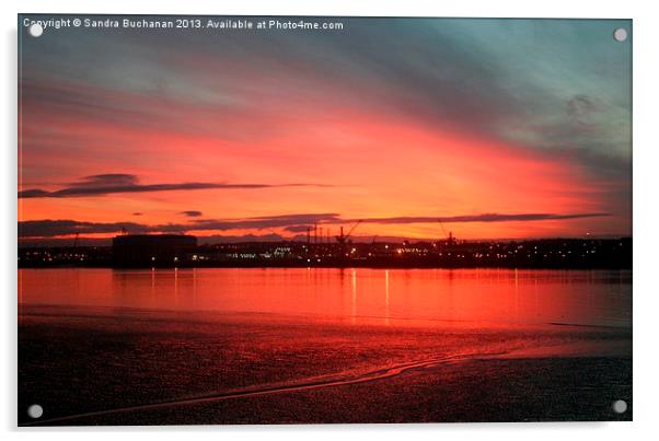 Sunset Over The River Mersey Acrylic by Sandra Buchanan