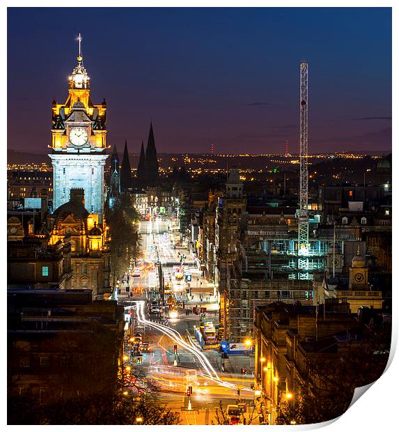 Princes Street Twilight Print by Kevin Ainslie