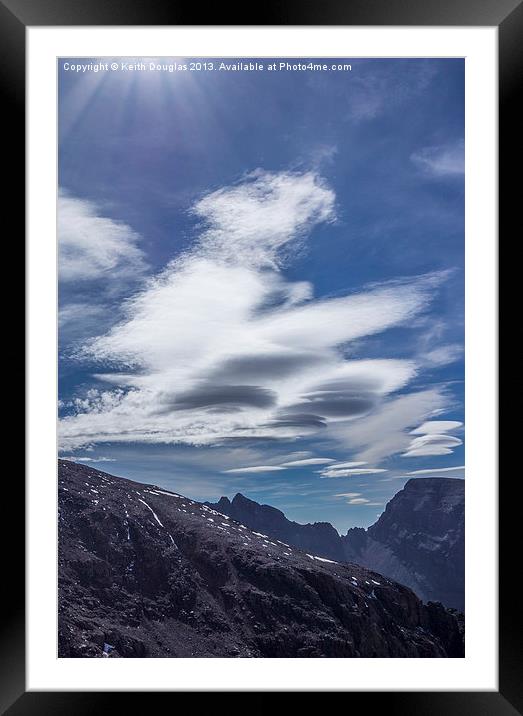 Lenticular clouds and sunrays Framed Mounted Print by Keith Douglas