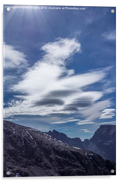 Lenticular clouds and sunrays Acrylic by Keith Douglas