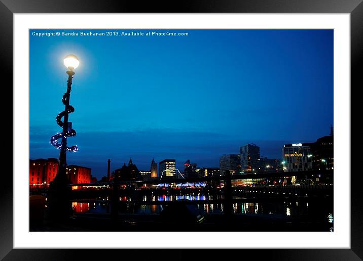 Albert Dock At Night Framed Mounted Print by Sandra Buchanan