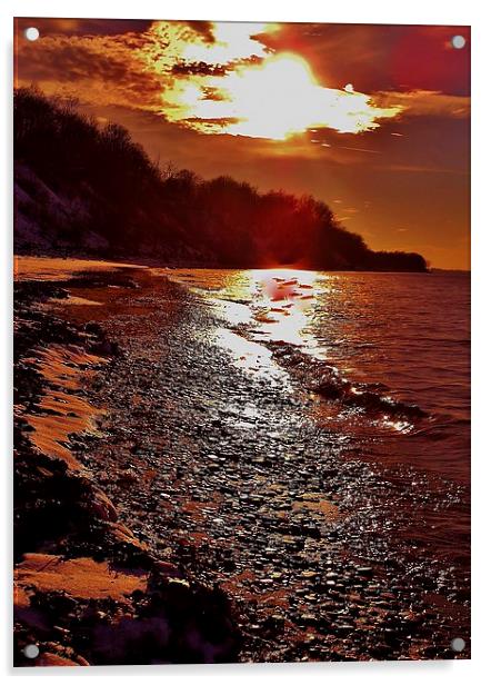 Sunset on the Lake Acrylic by Jeffrey Evans