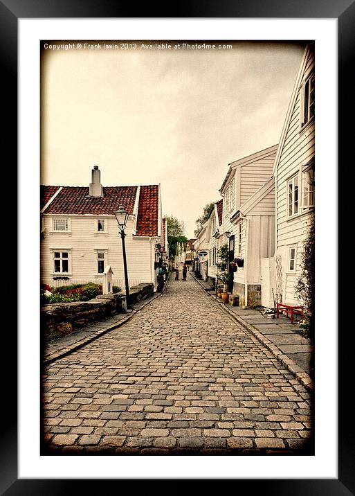 A typical street in Old Stavanger (Grunged) Framed Mounted Print by Frank Irwin