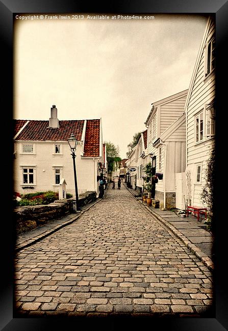 A typical street in Old Stavanger (Grunged) Framed Print by Frank Irwin