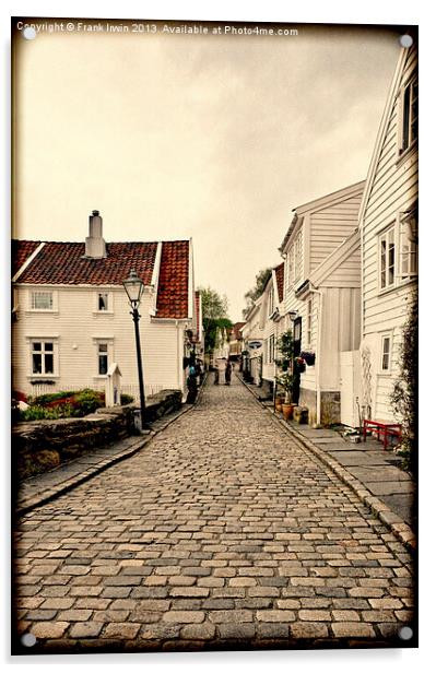 A typical street in Old Stavanger (Grunged) Acrylic by Frank Irwin