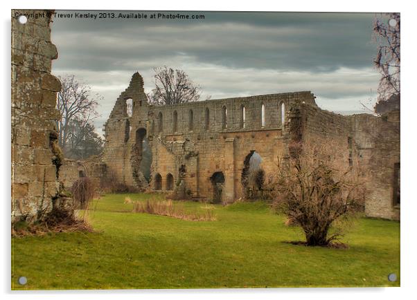 Jervaulx Abbey Ruins Acrylic by Trevor Kersley RIP