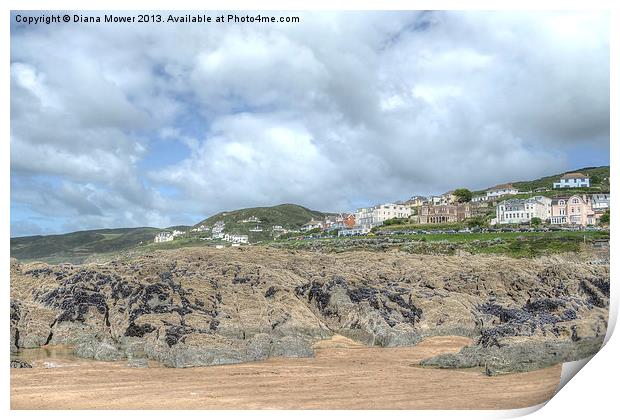Woolacombe Beach and Town Devon Print by Diana Mower