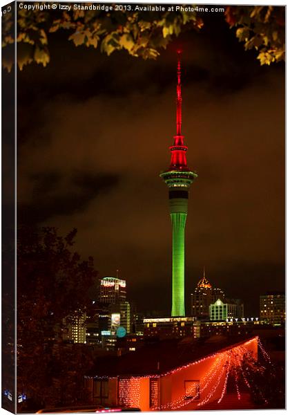 Auckland Post Office Tower in Christmas colours Canvas Print by Izzy Standbridge