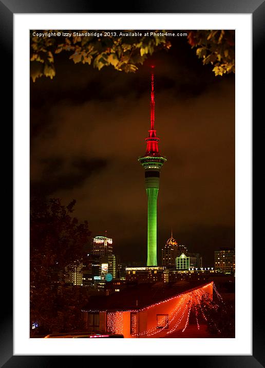 Auckland Post Office Tower in Christmas colours Framed Mounted Print by Izzy Standbridge