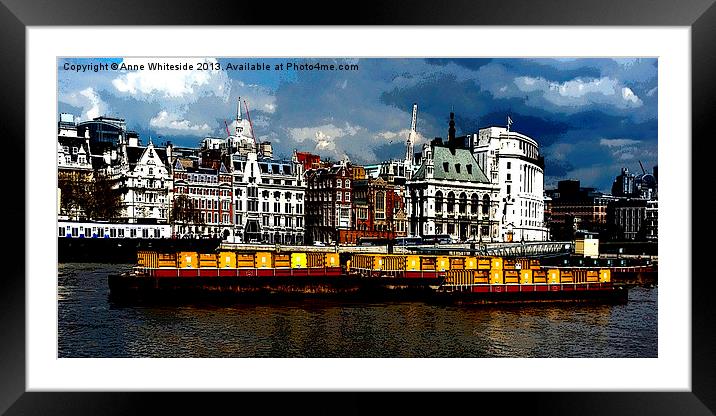 Barges of London Framed Mounted Print by Anne Whiteside