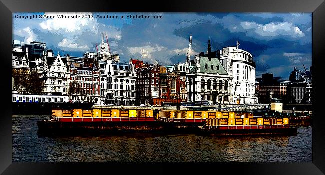 Barges of London Framed Print by Anne Whiteside