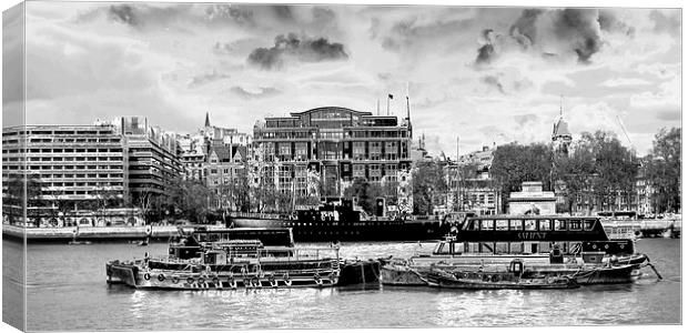 London Barges Canvas Print by Anne Whiteside