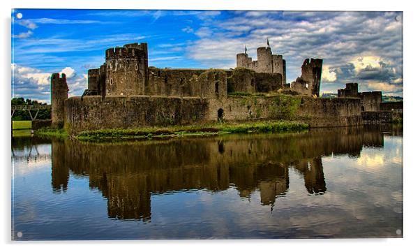 Caerphilly Castle Acrylic by Ian Lewis