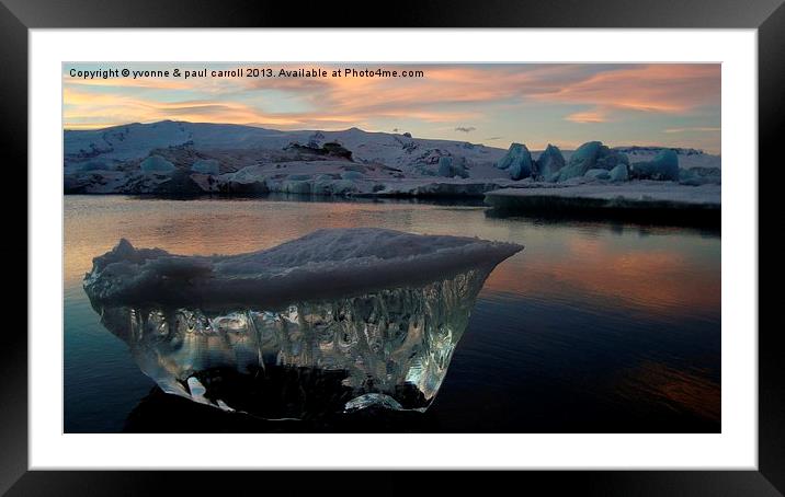 Clear iceberg at Jokulsarlon Framed Mounted Print by yvonne & paul carroll