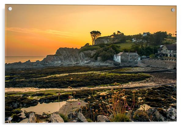 Lee Bay sunrise Acrylic by Dave Wilkinson North Devon Ph