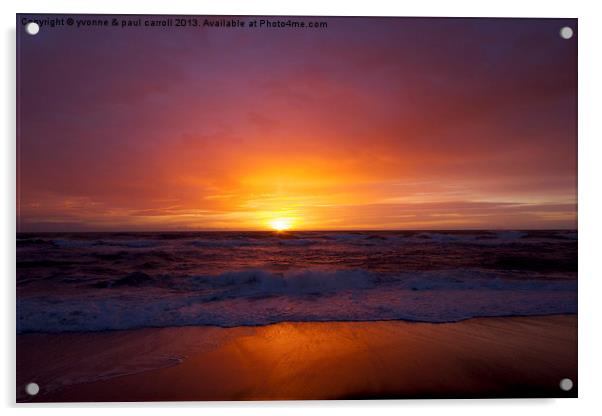 Sunrise on the beach Acrylic by yvonne & paul carroll
