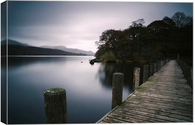 Jetty on Coniston Water with the Coniston Fells be Canvas Print by Liam Grant
