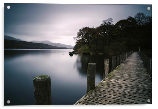 Jetty on Coniston Water with the Coniston Fells be Acrylic by Liam Grant