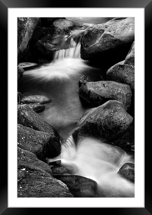 Padley Gorge in Mono Framed Mounted Print by Darren Galpin