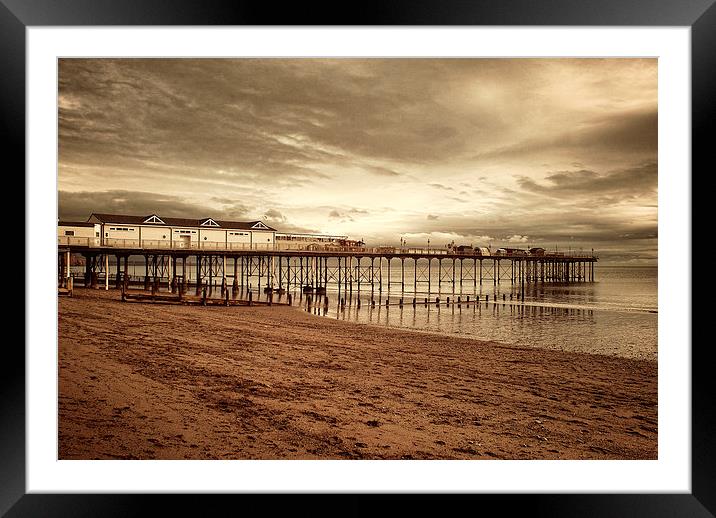 Teignmouth Pier, Vintage 2 Framed Mounted Print by Louise Wagstaff