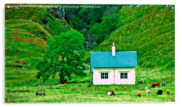 Scottish cottage Crosben Acrylic by Anthony Kellaway