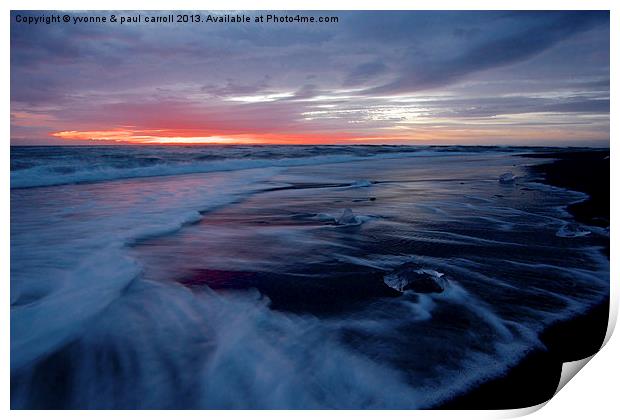 Iceberg beach at sunrise Print by yvonne & paul carroll