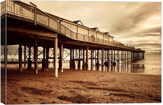 Teignmouth Pier, Vintage 3 Canvas Print by Louise Wagstaff