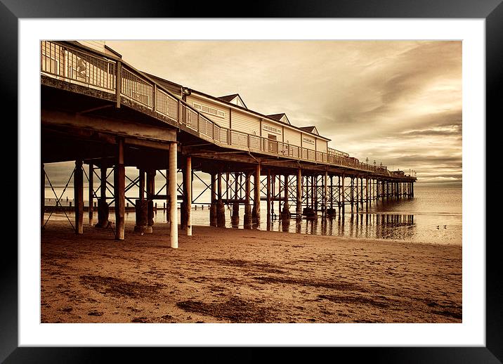 Teignmouth Pier, Vintage 3 Framed Mounted Print by Louise Wagstaff