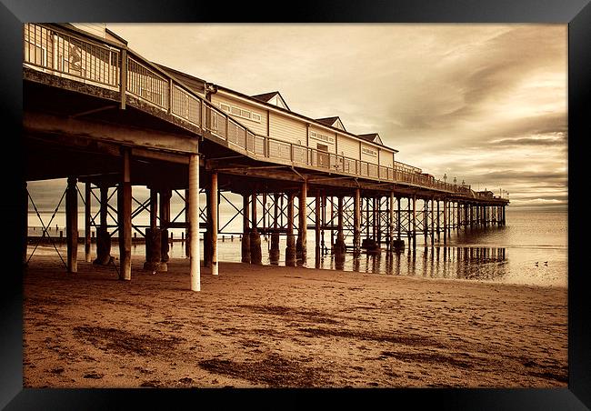 Teignmouth Pier, Vintage 3 Framed Print by Louise Wagstaff