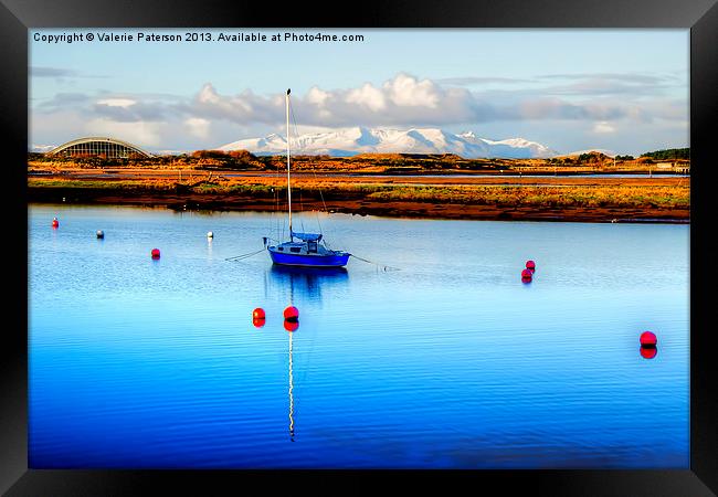 Irvine Harbour & Arran View Framed Print by Valerie Paterson