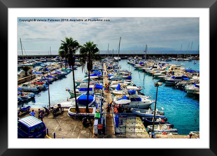 Costa Adeje Boat Haven Framed Mounted Print by Valerie Paterson
