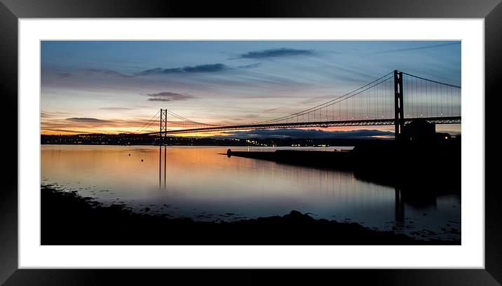 Forth Road Bridge at Sunset Framed Mounted Print by Mike Dow