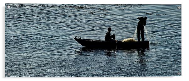 Fishermen on the Nile Acrylic by Ian Lewis