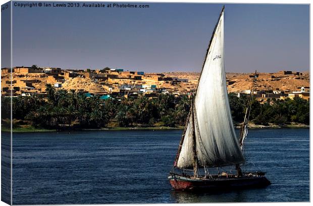 Felucca On The Nile Canvas Print by Ian Lewis