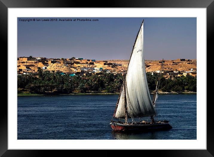 Felucca On The Nile Framed Mounted Print by Ian Lewis