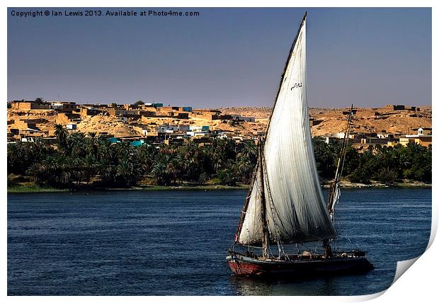 Felucca On The Nile Print by Ian Lewis