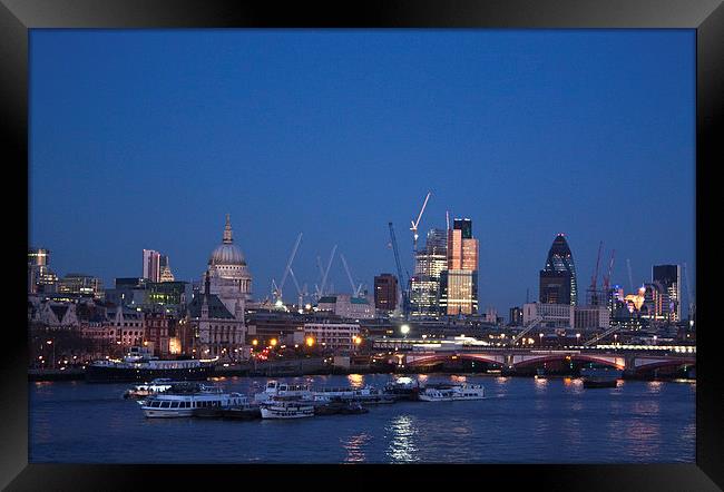 London Skyline at Night Framed Print by Graham Custance