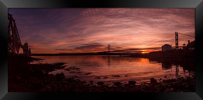 The Forth Bridges at Sunset Framed Print by Mike Dow