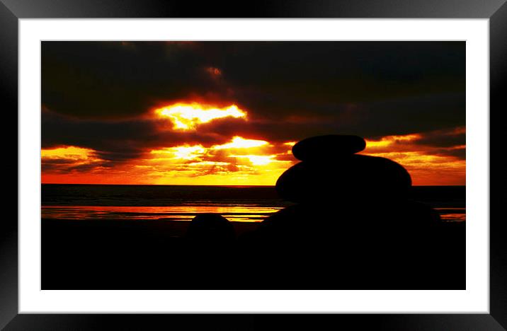 Pebble Tower in the Sunset Framed Mounted Print by Pete Moyes