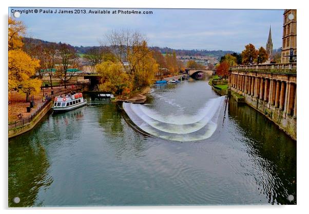 Pulteney Weir, Bath Acrylic by Paula J James