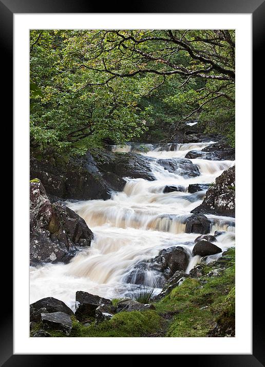 Snowdonia Waterfall Framed Mounted Print by Graham Custance