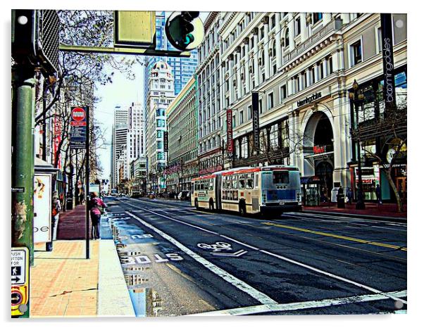 Market Street San Francisco Acrylic by Bill Lighterness
