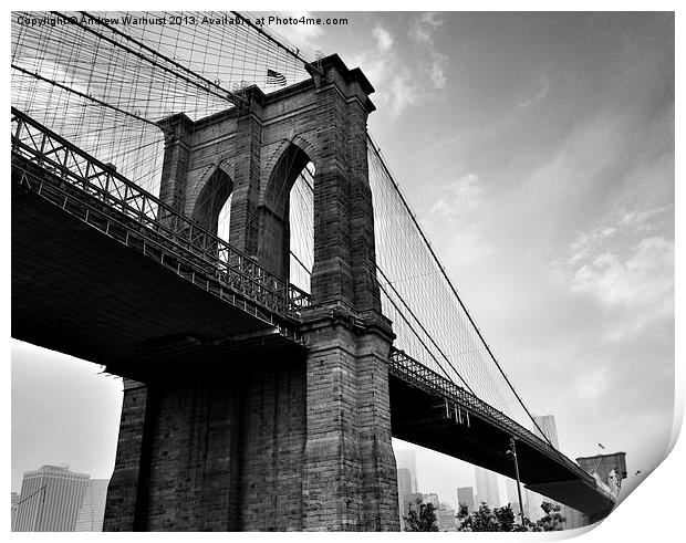 Brooklyn bridge Print by Andrew Warhurst